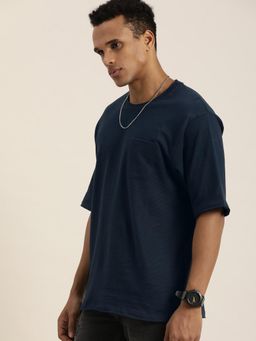 DILLINGER - Navy Blue Solid Oversized T-Shirt