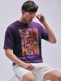 DILLINGER - Purple Graphic Oversized T-Shirt