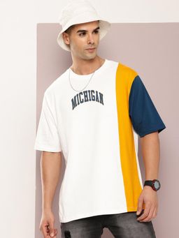 DILLINGER - Off White Colorblock Oversized T-Shirt
