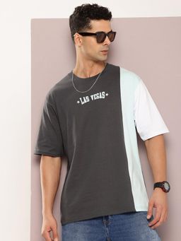 DILLINGER - Grey Colorblock Oversized T-Shirt
