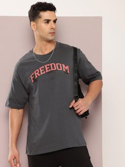 DILLINGER - Grey Typographic Oversized T-Shirt