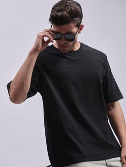 DILLINGER - Black Self Design Oversized T-Shirt