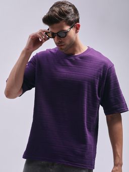 DILLINGER - Lavender Self Design Oversized T-Shirt