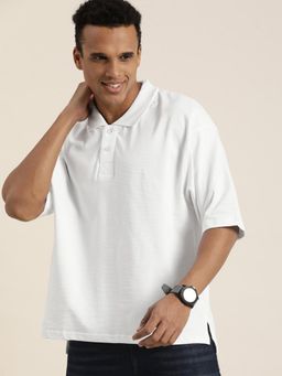 DILLINGER - White Solid Oversized Polo T-Shirt
