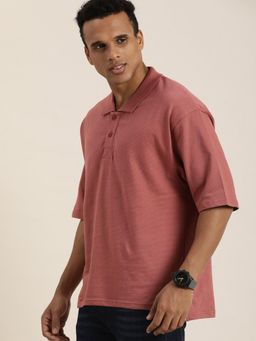 DILLINGER - Mauve Solid Oversized Polo T-Shirt
