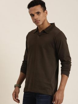 DILLINGER - Brown Solid Regular Polo T-Shirt