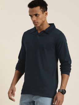 DILLINGER - Navy Blue Solid Regular Polo T-Shirt
