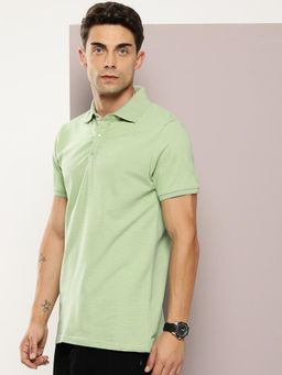DILLINGER - Green Solid Regular Snap Polo T-Shirt