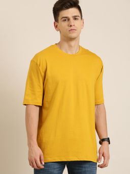 Difference of Opinion - Mustard Solid Oversized T-Shirt