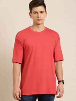 Difference of Opinion - Red Solid Oversized T-Shirt