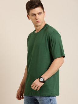 Difference of Opinion - Green Solid Oversized T-Shirt