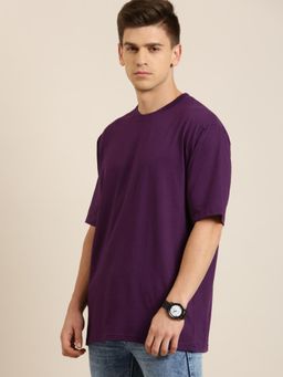 Difference of Opinion - Purple Solid Oversized T-Shirt