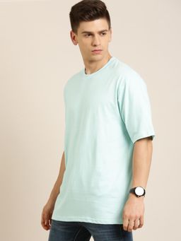Difference of Opinion - Light Blue Solid Oversized T-Shirt