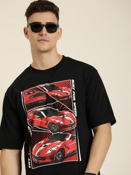 Difference of Opinion - Black Graphic Oversized T-Shirt