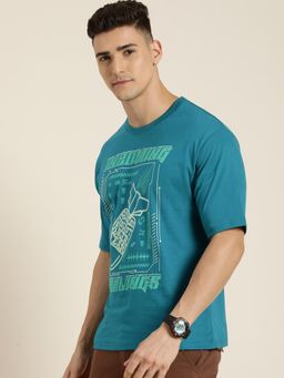 Difference of Opinion - Blue Graphic Oversized T-Shirt