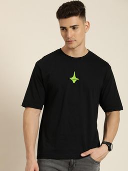 Difference of Opinion - Black Graphic Oversized T-Shirt