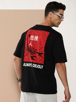 Difference of Opinion - Black Graphic Oversized T-Shirt