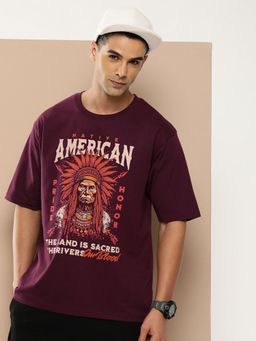 Difference of Opinion - Maroon Graphic Oversized T-Shirt