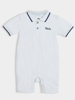 Mi Arcus - Solid Ice Blue Collar Neck Half Sleeves Romper For Kids