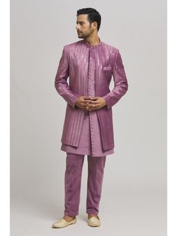 Aham-Vayam - Purple Embroidered Sherwani with Pant