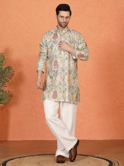 Aham-Vayam - Utsav Embroidered Loose Fit Back Elastic Kurta with Parallel Pant