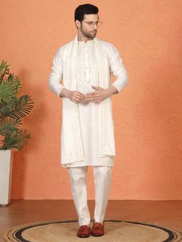 Aham-Vayam - Raas Mirror Embroidered Back Elastic Kurta with Pant and Dupatta