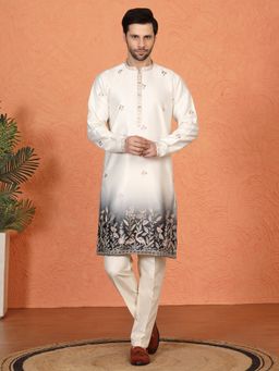 Aham-Vayam - Phool Vatika Ombre Embroidered Back Elastic Kurta with Pant
