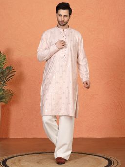 Aham-Vayam - Krish Mirror Embroidered Loose Fit Kurta with Parallel Pant