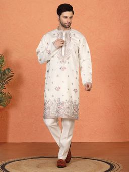 Aham-Vayam - Pushp Samaaroh All Over Embroidered Back Elastic Kurta with Pant