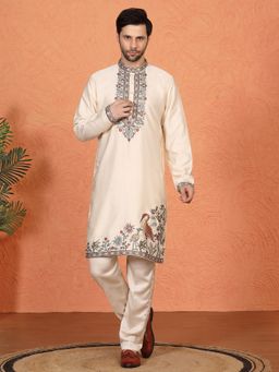 Aham-Vayam - Pushp-Van Embroidered Back Elastic Kurta with Pant