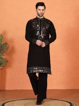 Aham-Vayam - Multi Coloured Flora Embroidered Loose Fit Parallel Matching Kurta with Pant