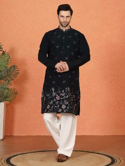 Aham-Vayam - Phool Buta Patti Embroidered Loose Fit Parallel Matching Kurta with Pant