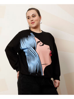 AAREIN - Women Black Graphic Sweatshirt
