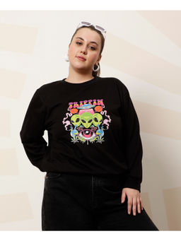 AAREIN - Women Black Printed Sweatshirt