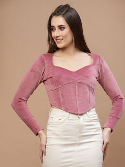 AAREIN - Women Pink Sweetheart Neck Top
