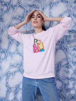AAREIN - Pink Graphic Printed Sweatshirt