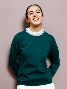 AAREIN - Women Green Lace Detailed Sweatshirt