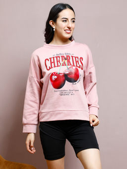 AAREIN - Women Pink Graphic Printed Sweatshirt