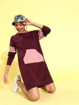 AAREIN - Women Multi-Color Colorblock Hooded Dress