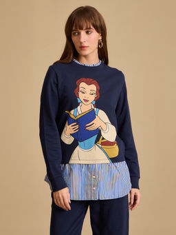 Kazo - Navy Blue Disney Cinderella Mix Media Sweatshirt