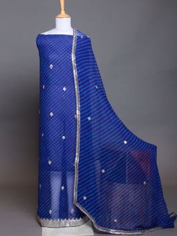 Zari Jaipur - Dark Blue Georgette Fabric with, Gota Patti, Mothra (Set of 2)