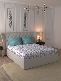 MYTRIDENT - My Trident Cotton 144 TC, Bedsheet With 2 Pillow Cover-Voila (Queen)