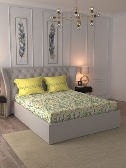 MYTRIDENT - My Trident Cotton 144 TC, Bedsheet With 2 Pillow Cover-Yasmin (Queen)
