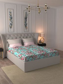 MYTRIDENT - My Trident Cotton 144 TC, Bedsheet With 2 Pillow Cover-Alicia (Queen)