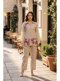WOOMN - Beige Jute Floral Patchwork Co-Ord Set