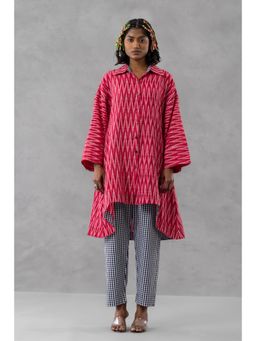 Finethreads by Hina & Nikhat - Red Ikat Edge Kurta with Pant
