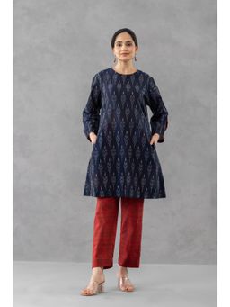 Finethreads by Hina & Nikhat - Navy Blue Mid-Night Ikat Co-Ord Set