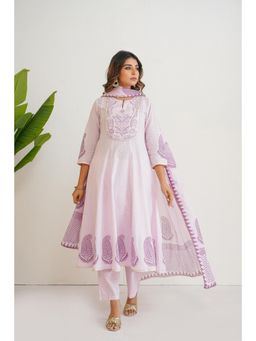 Tara-C-Tara - Purple Malmal Cotton Kurta with Pant and Dupatta