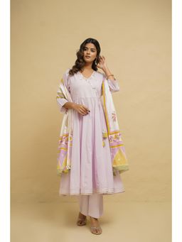 Tara-C-Tara - Lavender Angrakha Kurta with Pant and Dupatta