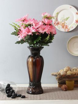 Fourwalls - Beautiful Decorative Artificial Garabara Flower Bunches (48 cm Tall, 10 Heads, Set of 2)